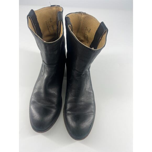 Frye Ankle Boots Womens Size 7.5 B Black Leather Booties Anna Shortie Basic - Picture 7 of 10